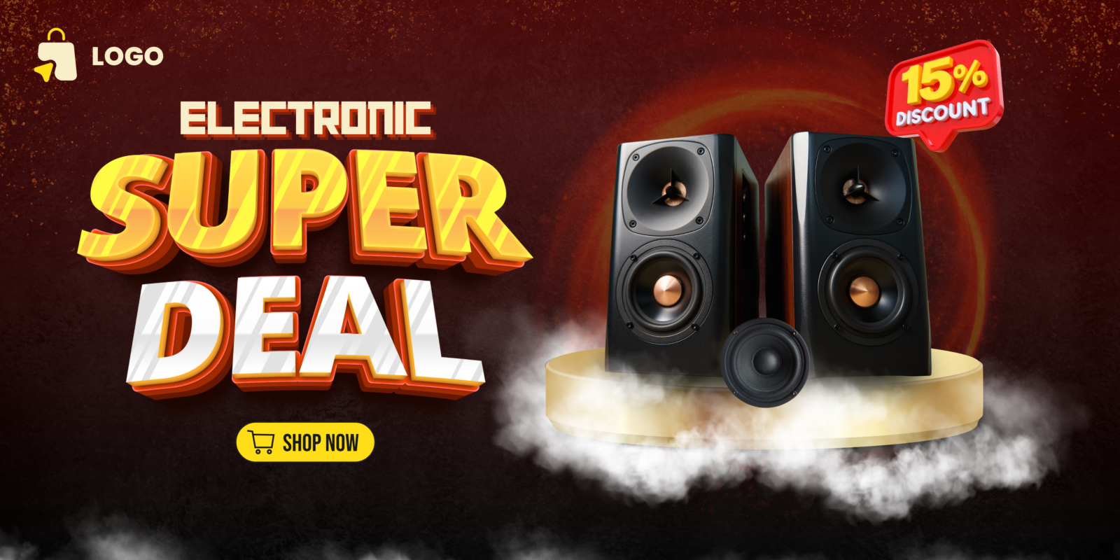 Home black and gold modern electronic super deal banner landscape